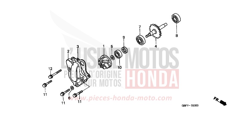 WASSERPUMPE von CR80R "große Räder" EXPLOSION RED (R254) von 2001